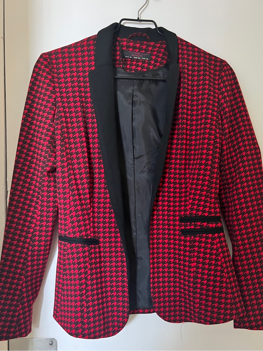 New Look Red and Black Houndstooth Blazer
